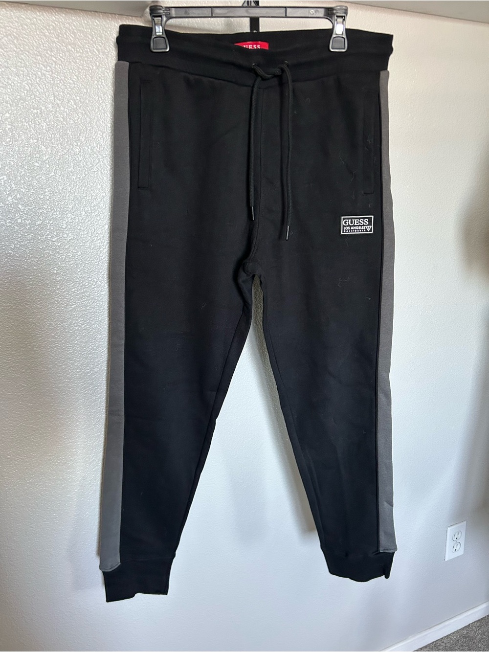 GUESS Black Joggers with Gray Side Panels